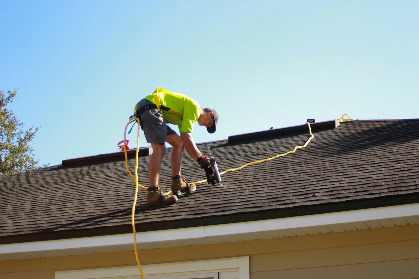 Roofing repair in progress